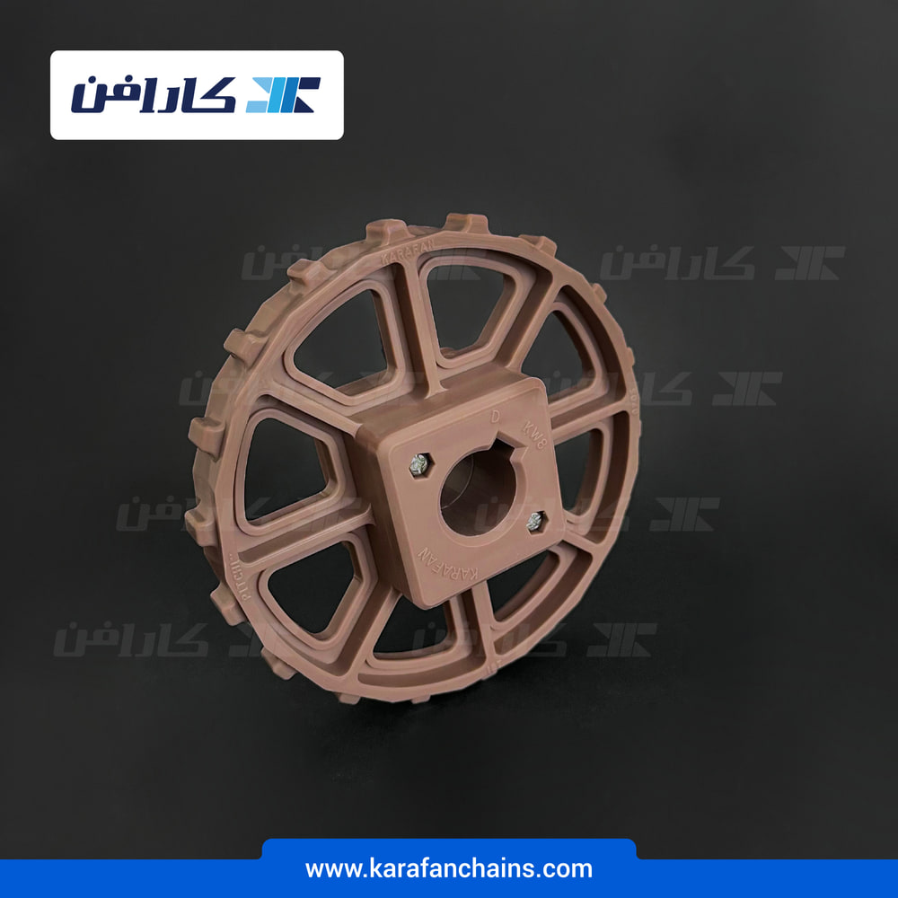 چرخ زنجیر تسمه مدولار حرکت مستقیم گام ۱ اینچ ضخامت سر دنده ۱۲ میلی متر ۱۸ دندانه قطر ۲۰ میلی متر یک تکه